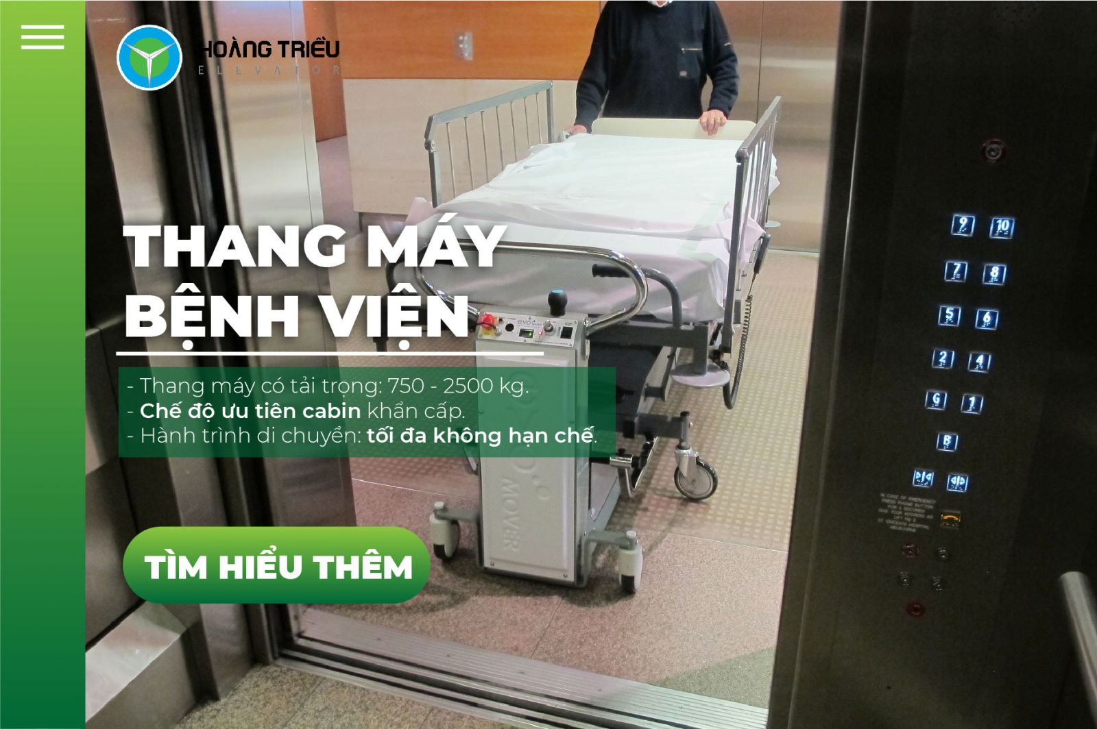 Thang máy bệnh viện - Hoàng Triều NanoLift - Hotline 0917 446 776