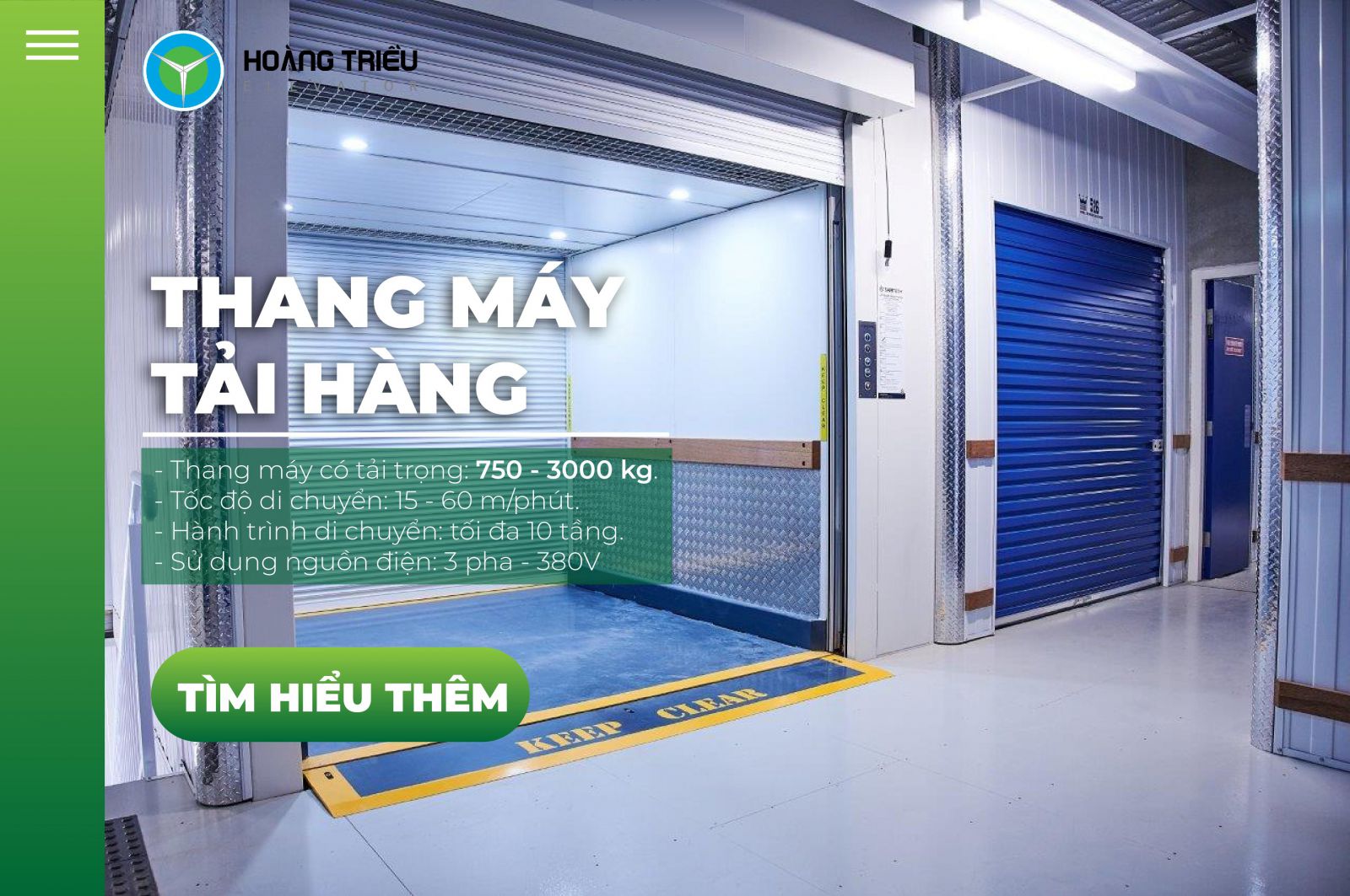 Thang máy tải hàng - Hoàng Triều NanoLift - Hotline 0917 446 776